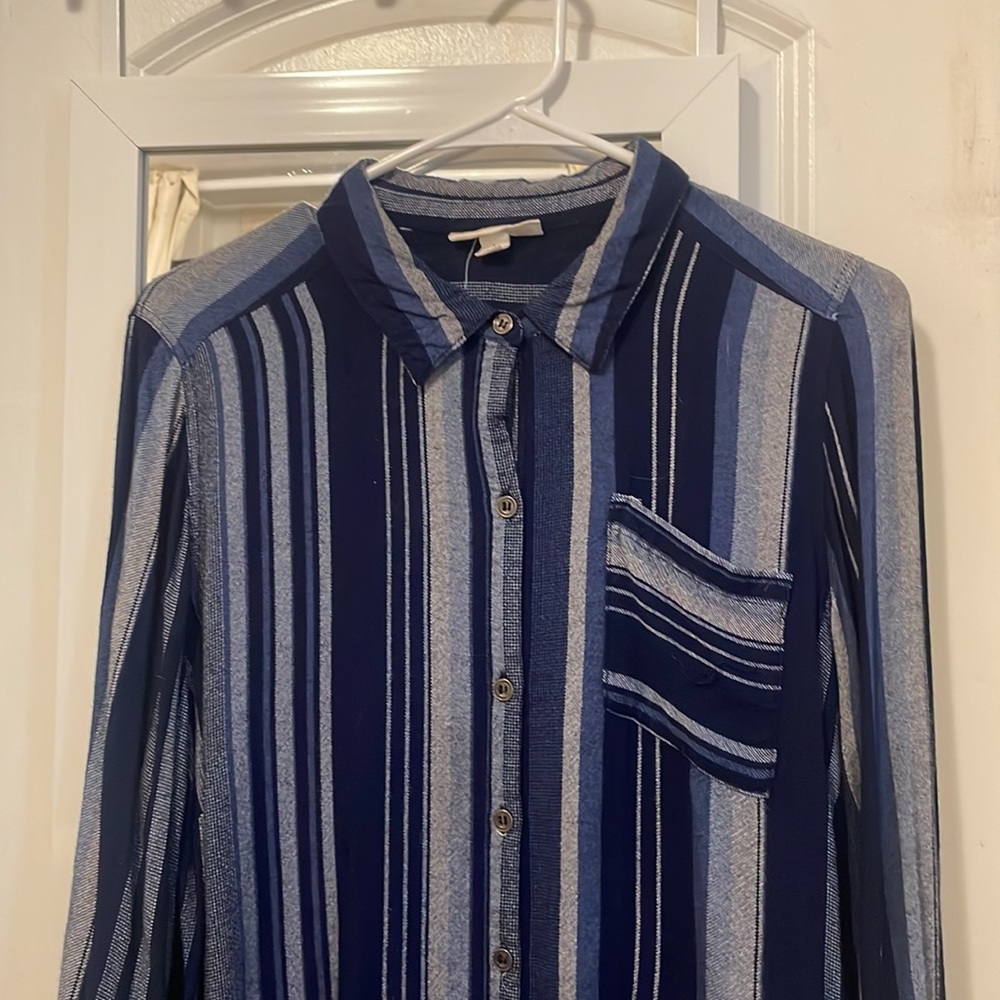 Multi Blue Stripe Button Up - Picture 3 of 6